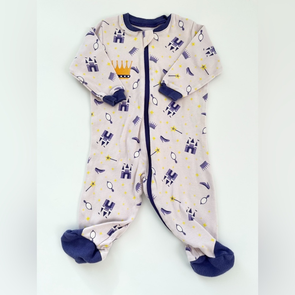 Tuffy Purple and Yellow Footies One Piece with Castle Crown Design
